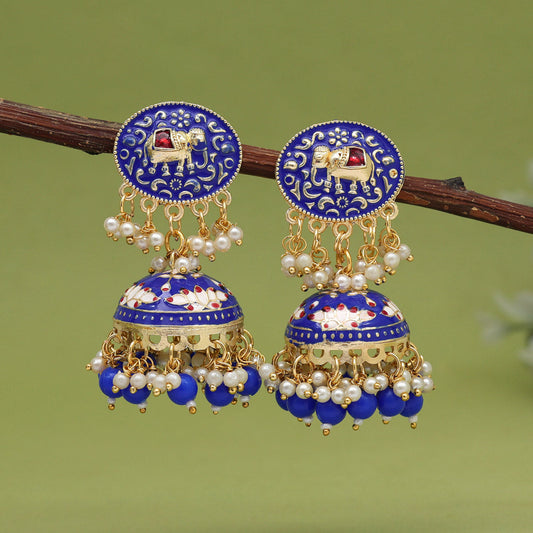 Blue Color Meenakari Earrings (MKE1999BLU)