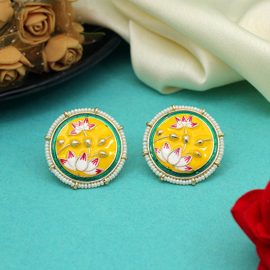 Yellow Color Meenakari Earrings (MKE2000YLW)