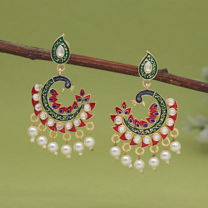 Red Color Meenakari Earrings (MKE2003RED)