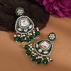 Green Color Kundan Meenakari Earrings (MKE2005GRN)