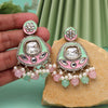 Pink & Pista Green Color Kundan Meenakari Earrings (MKE2005PNKPGRN)