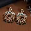 Green Color Kundan Meenakari Earrings (MKE2008GRN)