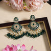 Green Color Kundan Meenakari Earrings (MKE2018GRN)