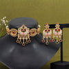 Multi Color Choker Meenakari Matte Gold Necklace Set (MKN553MLT)