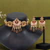 Rani Color Choker Meenakari Matte Gold Necklace Set (MKN553RNI)