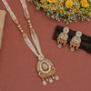 White Color Long Meenakari Matte Gold Necklace Set (MKN558WHT)