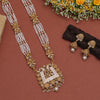 White Color Long Meenakari Matte Gold Necklace Set (MKN562WHT)