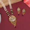 Rani & Green Color Long Meenakari Matte Gold Necklace Set (MKN565RNIGRN)