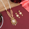 Gold Color Long Meenakari Matte Gold Necklace Set (MKN567GLD)