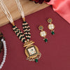 Green Color Long Meenakari Matte Gold Necklace Set (MKN567GRN)