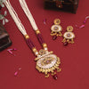 Maroon Color Long Meenakari Matte Gold Necklace Set (MKN569MRN)