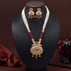 Maroon Color Long Meenakari Matte Gold Necklace Set (MKN569MRN)