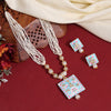 Firozi Color Long Meenakari Necklace Set (MKN586FRZ)