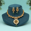 Green Color Meenakari Matte Gold Necklace Set (MKN592GRN)