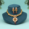 Rani Color Meenakari Matte Gold Necklace Set (MKN592RNI)