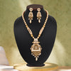 Gold Color Matte Gold Meenakari Necklace Set (MKN603GLD)