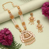 Gold Color Matte Gold Meenakari Necklace Set (MKN604GLD)