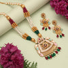 Rani & Green Color Matte Gold Meenakari Necklace Set (MKN604RNIGRN)