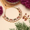 Maroon & Green Color Matte Gold Meenakari Necklace Set (MKN607MG)