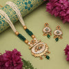 Green Color Matte Gold Meenakari Necklace Set (MKN608GRN)