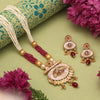 Rani Color Matte Gold Meenakari Necklace Set (MKN608RNI)