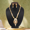 Gold Color Matte Gold Meenakari Necklace Set (MKN609GLD)