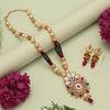 Maroon & Green Color Matte Gold Meenakari Necklace Set (MKN609MG)