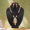 Maroon & Green Color Matte Gold Meenakari Necklace Set (MKN609MG)