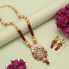 Maroon Color Matte Gold Meenakari Necklace Set (MKN609MRN)