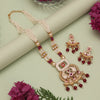 Maroon Color Matte Gold Meenakari Necklace Set (MKN610MRN)