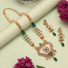 Green Color Matte Gold Meenakari Necklace Set (MKN612GRN)