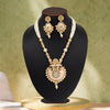 Gold Color Matte Gold Meenakari Necklace Set (MKN615GLD)