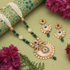 Green Color Matte Gold Meenakari Necklace Set (MKN615GRN)