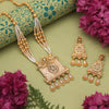 Gold Color Matte Gold Meenakari Necklace Set (MKN616GLD)