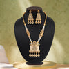 Gold Color Matte Gold Meenakari Necklace Set (MKN616GLD)