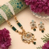 Green Color Matte Gold Meenakari Necklace Set (MKN617GRN)