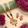 Rani & Green Color Matte Gold Meenakari Necklace Set (MKN617RNIGRN)