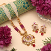 Rani Color Matte Gold Meenakari Necklace Set (MKN617RNI)