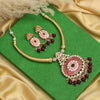 Maroon Color Amazing Handmade Kundan Meenakari Hasli Necklace Of Jaipur (MKN621MRN)