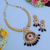 Navy Blue Color Amazing Handmade Kundan Meenakari Hasli Necklace Of Jaipur (MKN621NBLU)