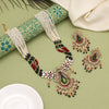 Multi Color Peacock Inspired Meenakari Matte Gold Necklace Set