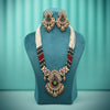 Multi Color Peacock Inspired Meenakari Matte Gold Necklace Set