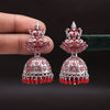 Red Color Goddess Laxmi Temple Mint Meena Earrings (MNTE469RED)
