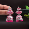 Rani Color Goddess Laxmi Temple Mint Meena Earrings (MNTE469RNI)