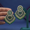 Green Color Glass Stone Mint Meena Earrings