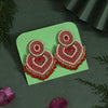 Red Color Glass Stone Mint Meena Earrings