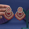 Red Color Glass Stone Mint Meena Earrings