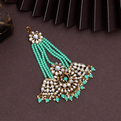 Parrot Green Color Kundan Maang Pasa (MPS185PGRN)