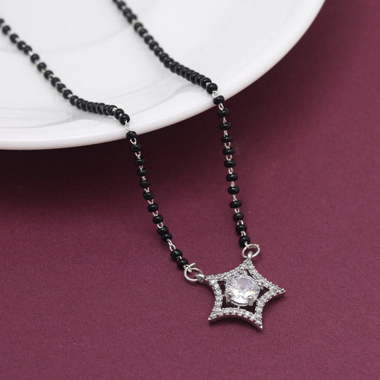 Silver Color American Diamond Mangalsutra (MS345SLV)