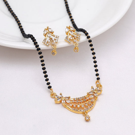 White Color American Diamond Mangalsutra With Earrings (MS354WHT)